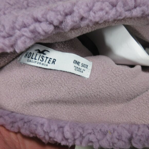 Hollister womens lavender sherpa plush fleece lined pom winter beanie OS NWT - Picture 4 of 4
